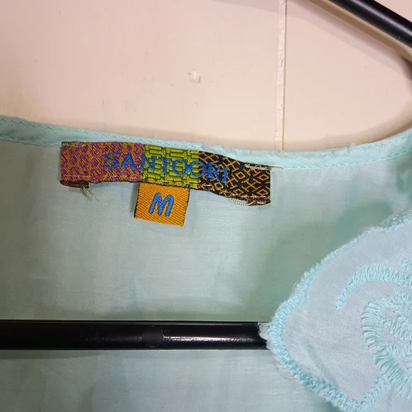 Aqua Crochet-Trim Women's Peasant Tunic - Lightweight Summer Top - Picture 2 of 4